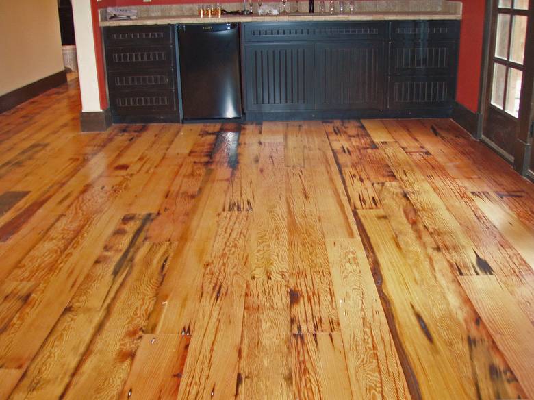 Picklewood Flooring (exterior of the stave) / Note the checking and staining that is characteristic of this floor